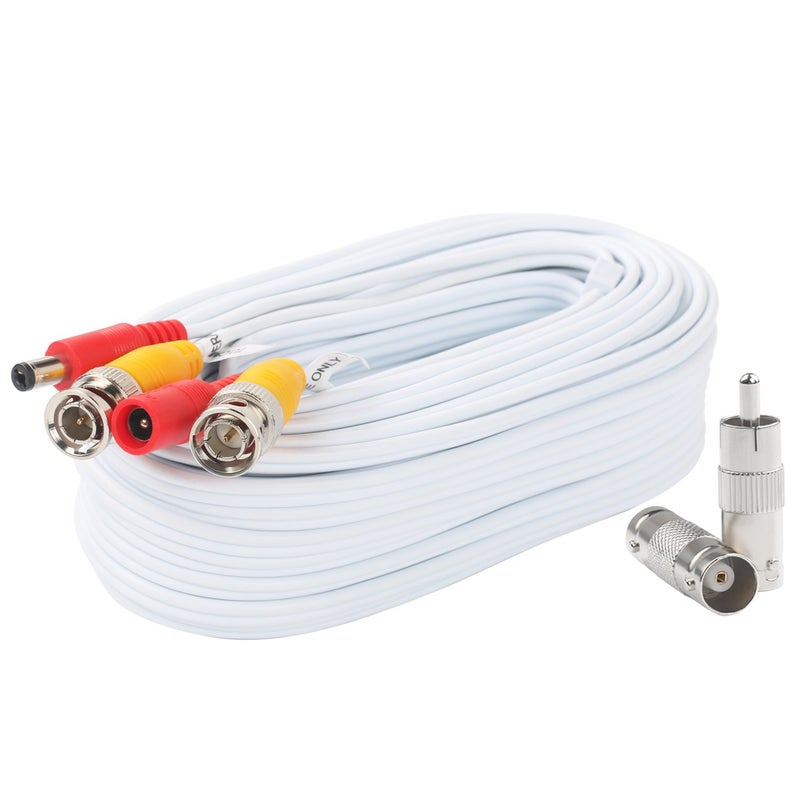 Postta BNC Video Power Cable 60 Feet Pre-Made All-in-One Video Security Camera Cable Wire with Two Connectors for CCTV DVR Surveillance System - Image 1